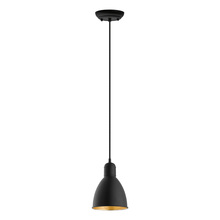 Eglo 203443A - 1x60W Mini Pendant With Black Exterior and Gold Interior Shade