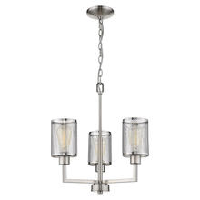  203468A - 3x60W Chandelier w/ Brushed Nickel Finish & Metal Cage Shades