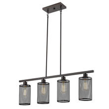  203474A - 4x60W Linear Pendant w/ Oil Rubbed Bronze Finish & Metal Cage Shades