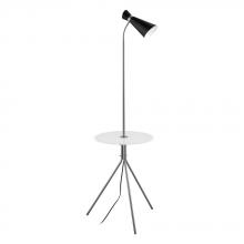  203648A - Policara - Floor Lamp w/ attached table- Matte Nickel Finish and Metal Black Exterior and White