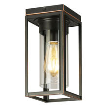  203666A - 1x60W Outdoor Flush Mount With Oil Rubbed Bronze Finish & Clear Glass