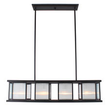  203726A - 4x60W Linear Pendant w/ Black & Brushed Nickel Finish w/ Reeded Glass