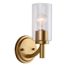  203747A - 1x60W Wall Sconce w/ Antique Gold Finish & Clear Class