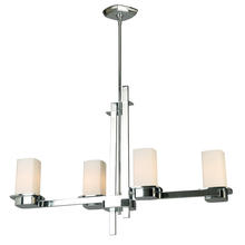  203978A - 4x60W Multi Light Linear Pendant w/ Chrom Finish & Frosted Opal Glass