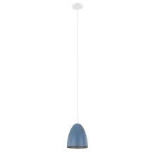  204084A - 1x75W Pendant With Pastel Dark Blue Exterior Finish and Silver Interior Finish