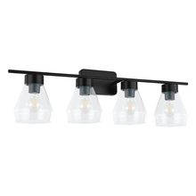  204095A - 4x60W Vanity Bath Light with Matte Black finish and Clear Glass