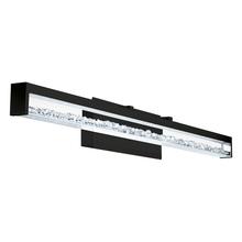  204258A - Integrated LED Vanity Bath Light with Matte Black finish Clear Glass and Clear Crystals