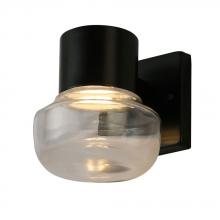  204446A - 1x10W LED indoor/outdoor wall Light w/ black finish and clear glass
