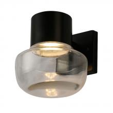  204447A - 1x10W LED indoor/outdoor Wall Light w/ black finish and clear glass