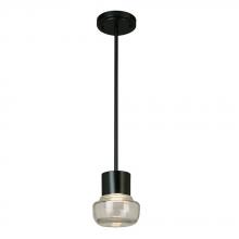  204448A - 1x10W LED indoor/outdoor Mini Pendant w/ Black finish and clear glass