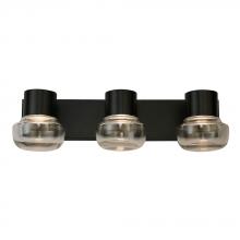  204452A - 3x10W LED bath/vanity light with black finish and clear glass