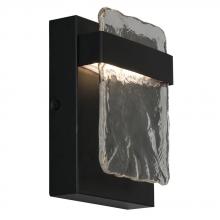  204482A - 1x10W LED Indoor or Outdoor Wall Light with a black finish and clear water glass