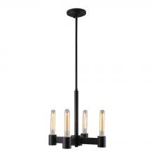  204552A - 4x60W chandelier with matte black finish and open bulbs