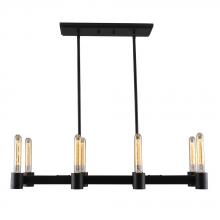  204554A - 8x60W island pendant with matte black finish and open bulbs
