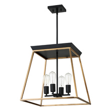  204595A - 4x100W Pendant With Brushed Gold and Matte Black Finish