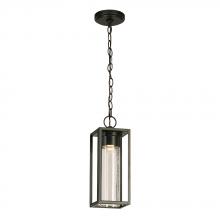  204707A - Walker Hill - Outdoor Pendant Light Matte Black With Clear Seedy Glass 8W LED