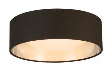 204718A - LED Ceiling Light - 12" Black Exterior and Brushed Nickel Interior fabric Shade