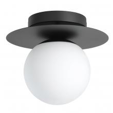  205631A - 1 Lt Ceiling Light Structured Black Finish and White Glass Shade 1-60W E26 Bulb