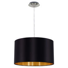  31599A - 1x60W Pendant With Satin Nickel Finish & Black & Gold Shade
