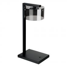  39877A - 1 LT Integrated LED Table Lamp With Black Finish and Vaporized Black Transparent Glass Shade