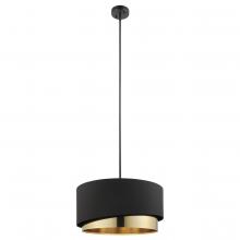 Eglo 39925A - 1 Lt Pendant With a Black Finish and Black and Gold Drum Shaped Shade