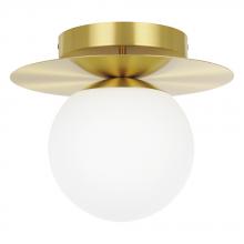  39951A - Arenales - 1 LT Ceiling Light With a Brushed Brass Finish and White Opal Glass Shade