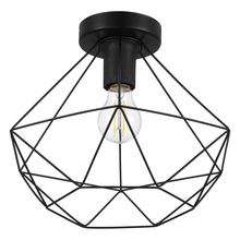  43004A - 1x60W ceiling light With mattte black finish & geometric open frame shade