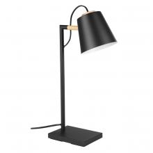  43613A - 1 Lt Table lamp With a structured black finish and black exterior and white interior metal shade