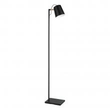  43614A - 1 Lt Floor Lamp With a structured black finish and black exterior and white interior metal shade