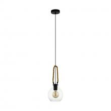  43617A - Rodding - 1 LT Pendant with Structured Black Finish Brown Roping and Clear Glass Shade