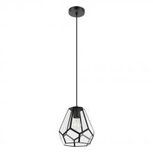  43643A - Mardyke - 1 LT Pendant with Structured Black Finish and Geometric Clear Glass Shade
