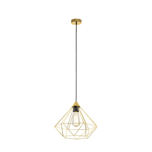  43679A - Tarbes - 1 LT Open Frame Geometric Pendant with Brushed Brass Finish with Black Acccents