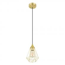  43681A - Tarbes - 1 LT Open Frame Geometric Mini Pendant with Brushed Brass Finish with Black Acccents