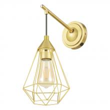  43684A - Tarbes - 1 LT Open Frame Geometric Wall Light with Brushed Brass Finish with Black Accents