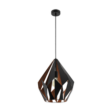  49878A - 1 LT Geometric Pendant With A Black Outer Finish & Copper Interior Finish 60W A19 Bulb