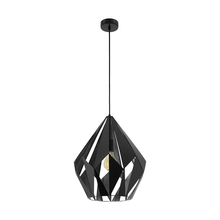  49879A - 1 LT Geometric Pendant With A Black Outer Finish & Silver Interior Finish 60W A19