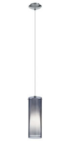  90304A - 1x60W Mini Pendant With Matte Nickel Finish & Inner White Glass Surronded by an Outer Smoked Glass
