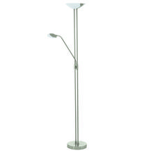 Eglo 93874A - 2x2.5W + 1x20W LED Floor Lamp w/ Adjustable Reading Lamp w/ Matte Nickel Finish & White Gl