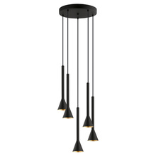 Eglo 97606A - 5x10W Circular Staircase Pendant With Matte Black & Gold Finish