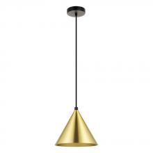  99591A - 1 LT Mini Pendant Structured Black Finish With Brushed Brass Metal Shade 1-40W E26 Bulb