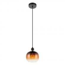  99614A - 1 LT Pendant Structured Black Finish With Vaporized Amber Glass Shade 1-40W E26 Bulb
