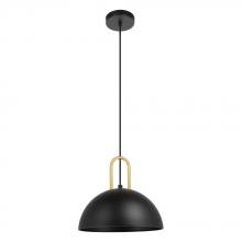  99693A - 1 LT Pendant With Structured Black Finish and Brushed Brass Accents 1-60W E26 Bulb