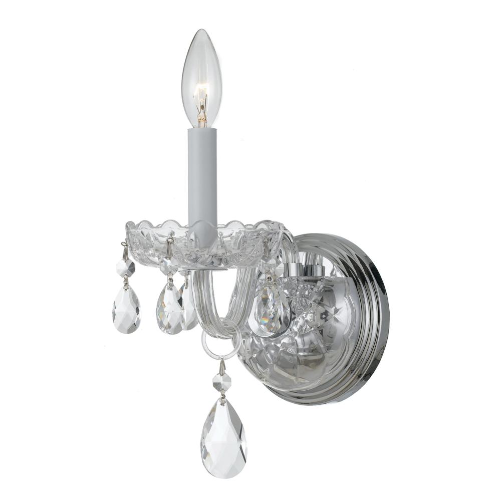 Traditional Crystal 1 Light Hand Cut Crystal Polished Chrome Sconce