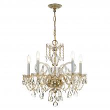  1005-PB-CL-MWP - Traditional Crystal 5 Light Hand Cut Crystal Polished Brass Chandelier