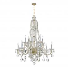  1112-PB-CL-MWP - Traditional Crystal 12 Light Hand Cut Crystal Polished Brass Chandelier