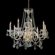  1128-PB-CL-MWP - Traditional Crystal 8 Light Hand Cut Crystal Polished Brass Chandelier