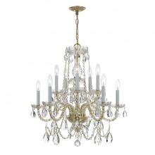  1130-PB-CL-S - Traditional Crystal 10 Light Swarovski Strass Crystal Polished Brass Chandelier