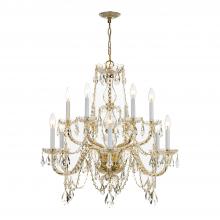  1135-PB-CL-I - Traditional Crystal 12 Light Clear Italian Crystal Historic Polished Brass Chandelier