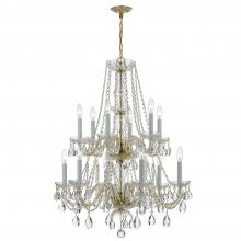  1137-PB-CL-MWP - Traditional Crystal 12 Light Hand Cut Crystal Polished Brass Chandelier