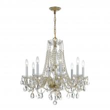  1138-PB-CL-MWP - Traditional Crystal 8 Light Hand Cut Crystal Polished Brass Chandelier